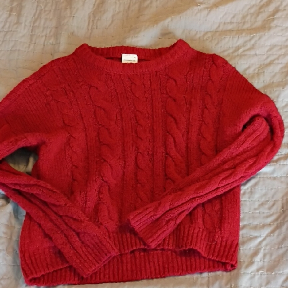 Abercrombie Kids Red Cable Knit Sweater